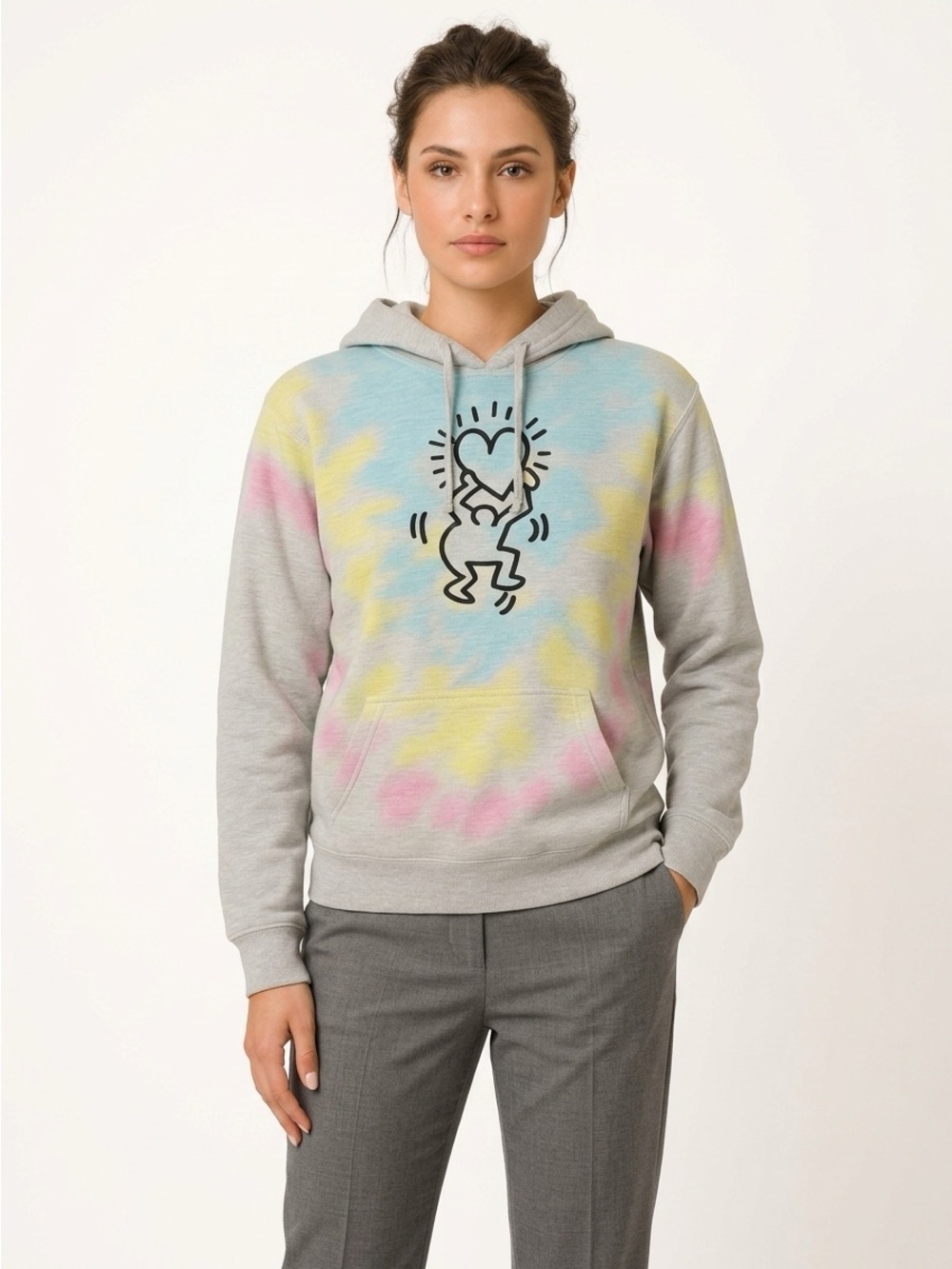 Keith Haring Tie Dye Graphic Hoodie Pop Art Medium